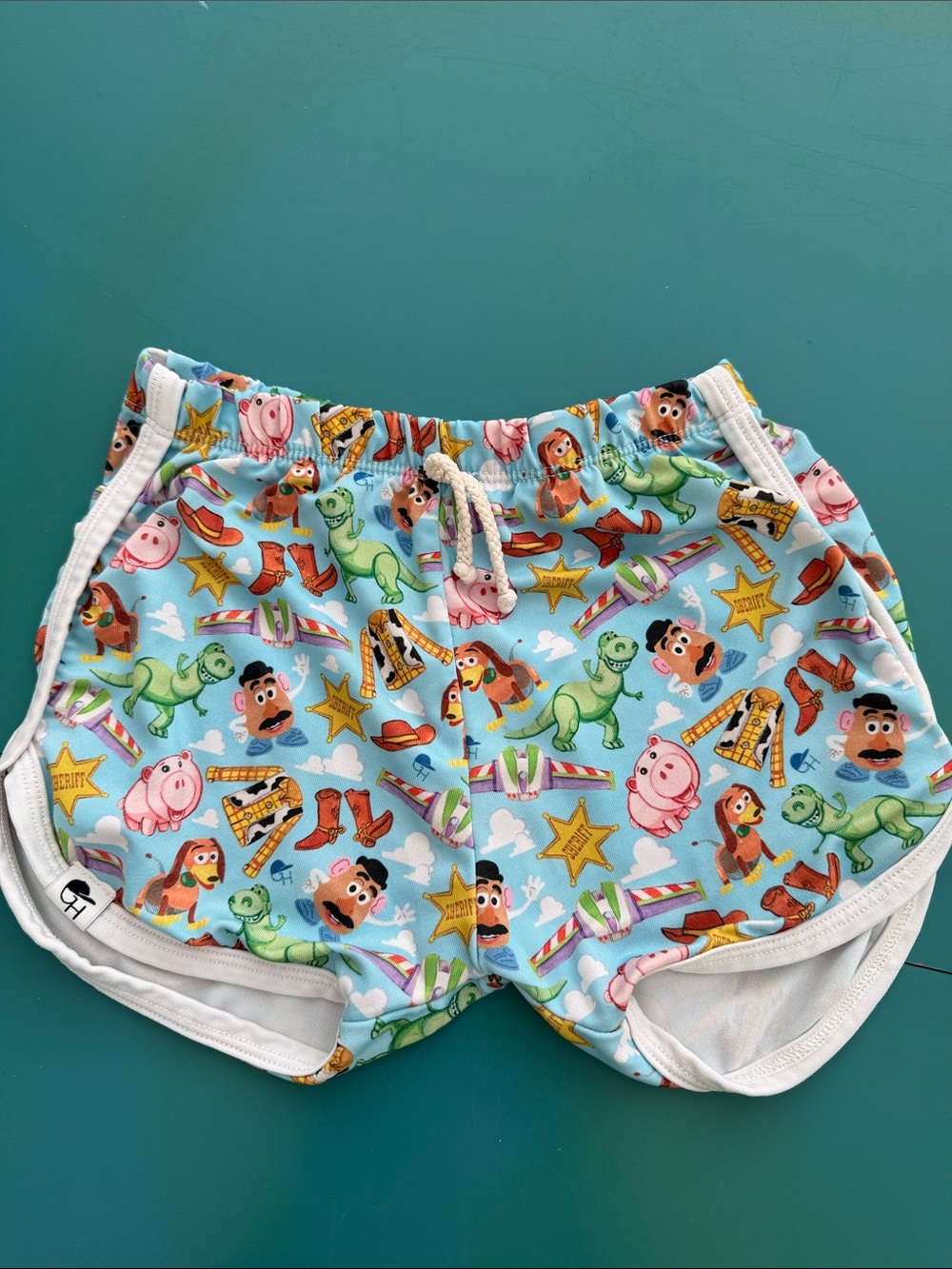 Kids Light Blue Toy Story Character Swim Trunks with Drawstring